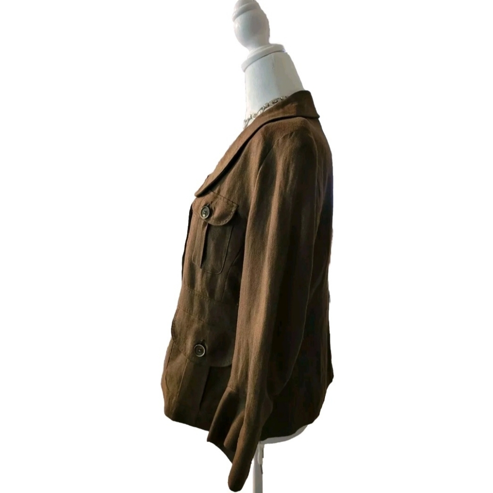 Chadwick's Chocolate Brown Linen Blend Blazer Sz 12 EUC - Picture 5 of 7